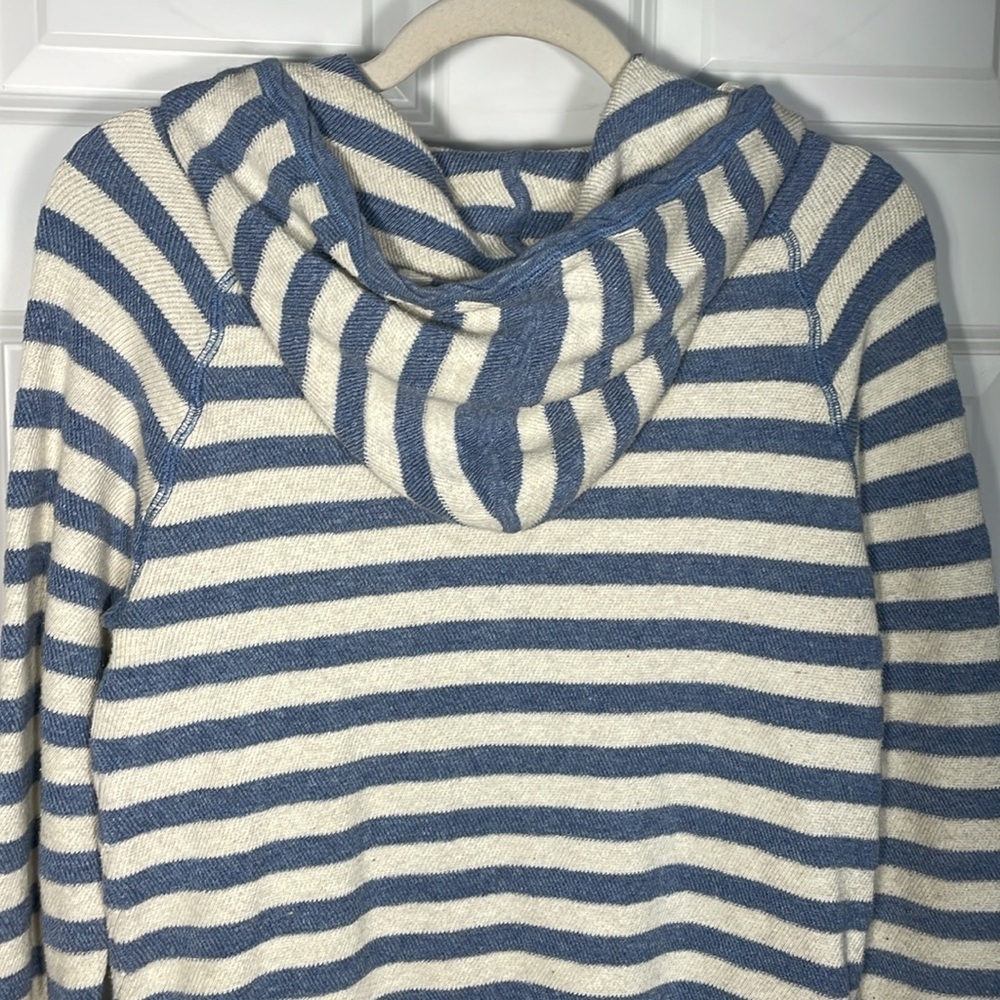 Margaret O’Leary Stripped Hoodie Size Small Thumb Holes Pocket Drawstring Bottom - Picture 7 of 12